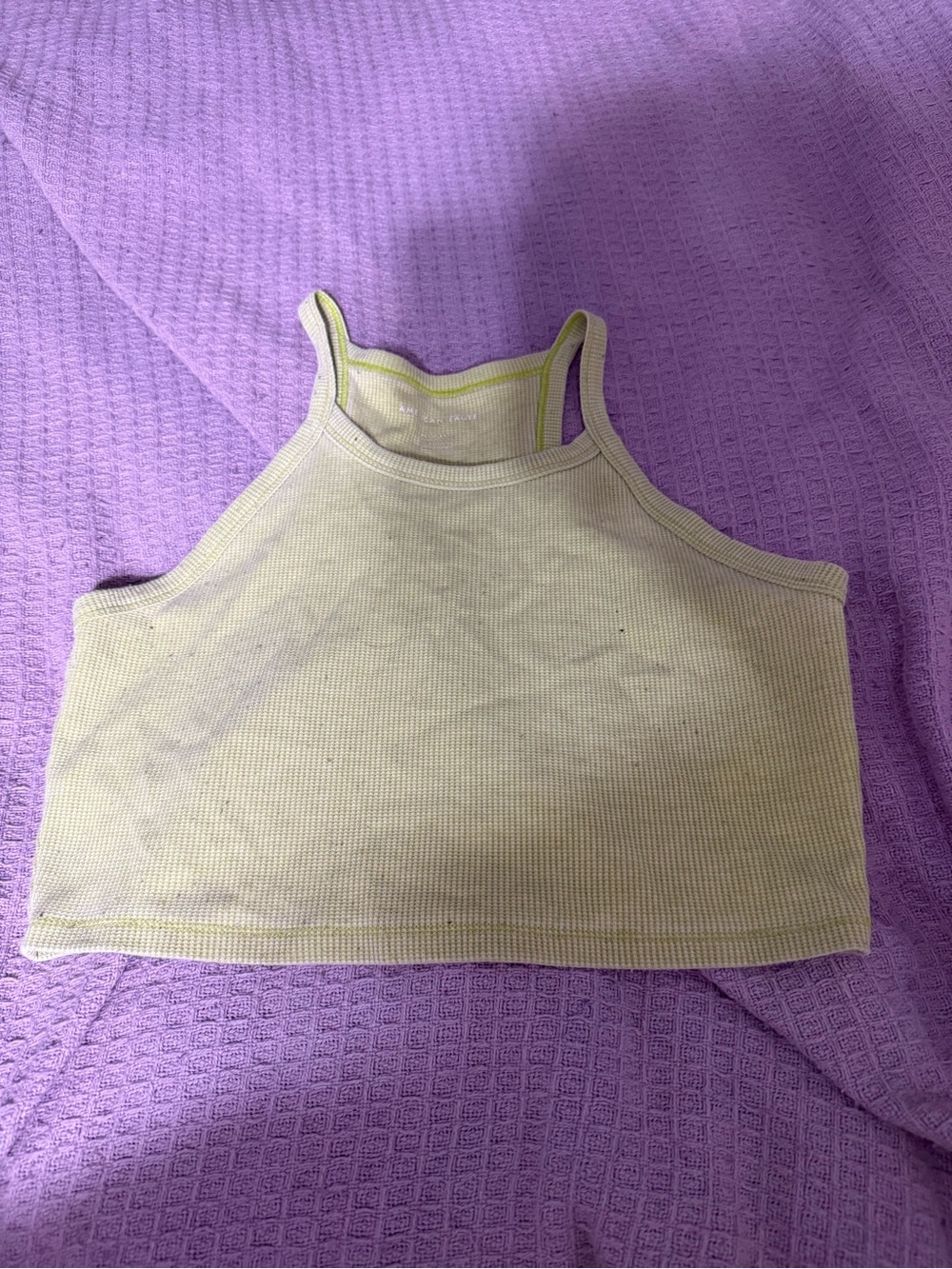 Women's Yellow Ribbed Crop Tank Top